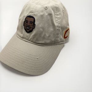 Adidas Lebron James Logo Face Khaki Hat Cleveland Cavaliers Dad Cap One Size